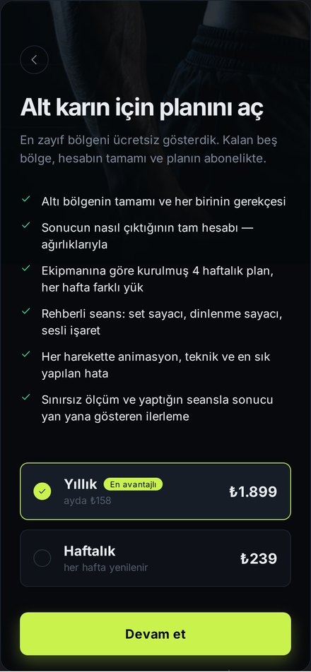 Abonelik ekranı